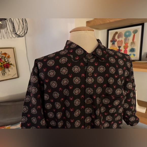 Captain Fin Paisley Pusher Shirt Navy and Red button up - Picture 2 of 5